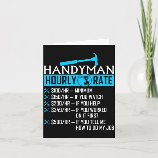 Handyman Hourly Rate Humor Carpenter Funny Handy M Kaart (Voorkant)