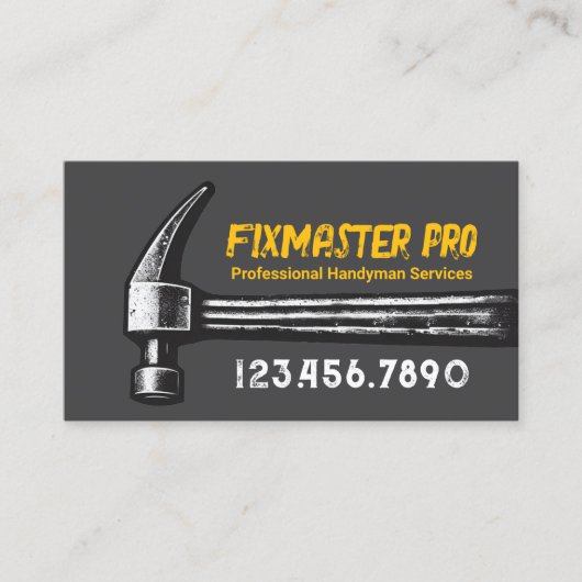 Handyman House Repair Service Hamer Fix Master Visitekaartje (Voorkant)