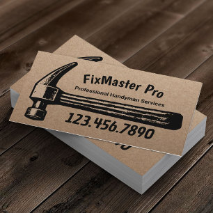 Handyman House Repair Service Retro Hammer  Visitekaartje