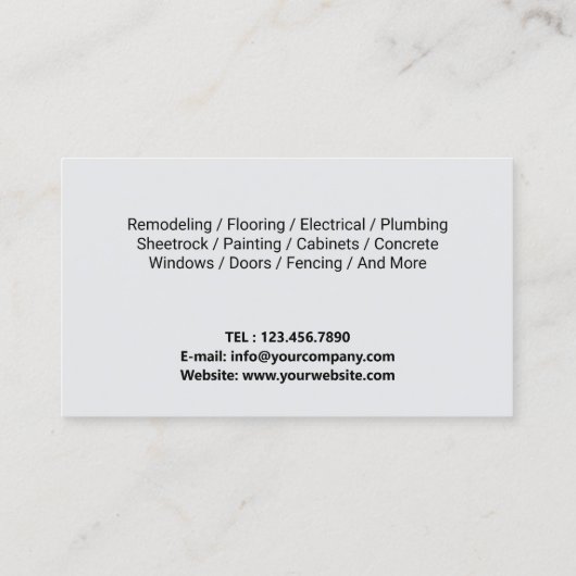 Handyman House Reparatie & Onderhoud Service Visitekaartje (Achterkant)