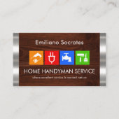 Handyman Hout Zilveren Strepen Visitekaartje (Voorkant)