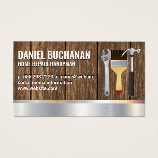 Handyman | Houtmetaal | Penseel van de moeras Visitekaartje (Voorkant)