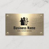 Handyman Huis Reparatie Onderhoud Gold Worker Visitekaartje (Voorkant)