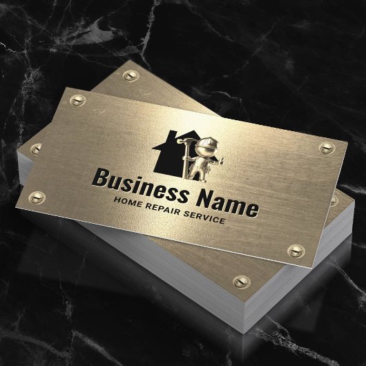 Handyman Huis Reparatie Onderhoud Gold Worker Visitekaartje