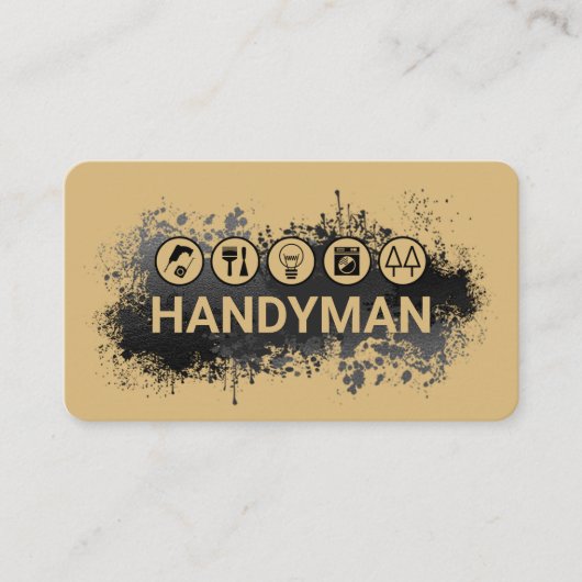 Handyman In Paint Splatter Visitekaartje (Voorkant)
