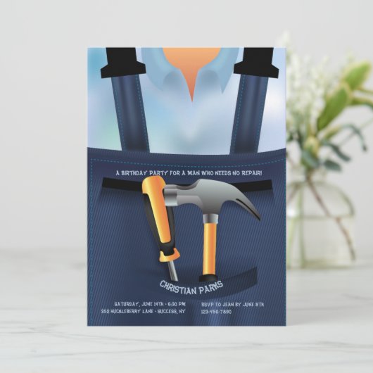 Handyman Invitation Kaart (Staand voorkant)