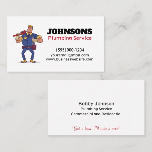 Handyman Loodgieter Moersleutel Onderhoud Visiteka Visitekaartje (Voorkant / Achterkant)