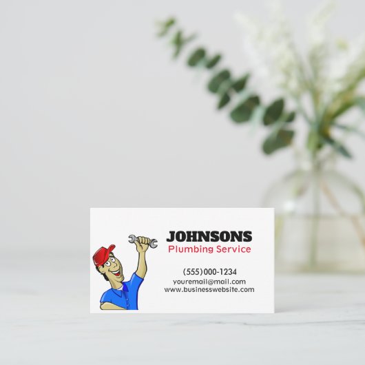 Handyman Loodgieter Moersleutel Onderhoud Visitekaartje (Staand voorkant)