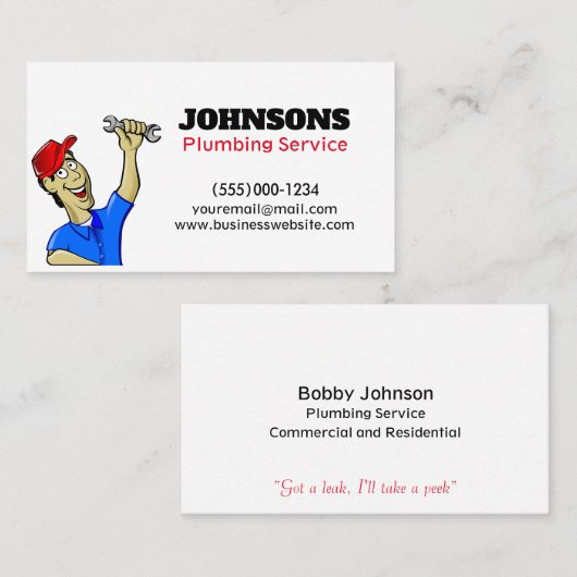 Handyman Loodgieter Moersleutel Onderhoud Visitekaartje (Voorkant / Achterkant)