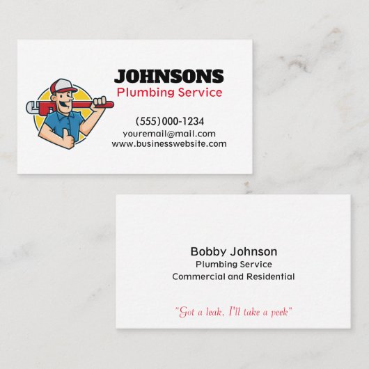 Handyman Loodgieter Moersleutel Onderhoud Visitekaartje (Voorkant / Achterkant)