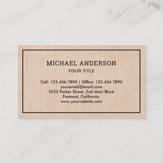 Handyman Loodgieter Pijp Moersleutel Burlap Loodgi Visitekaartje (Achterkant)