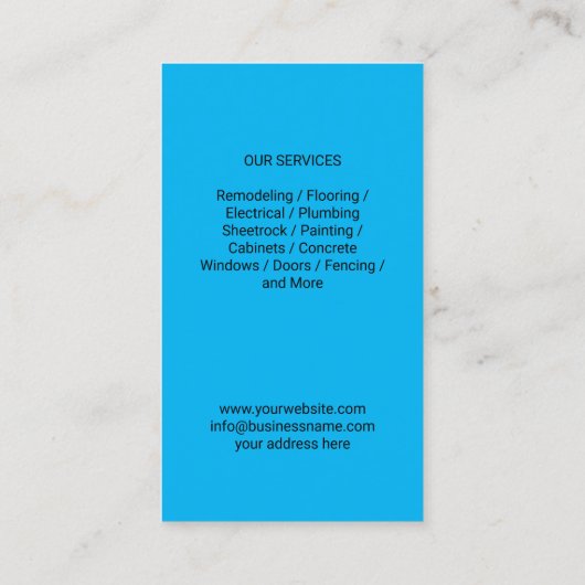 Handyman Loodgieter Reparatie Service Minimalist B Visitekaartje (Achterkant)