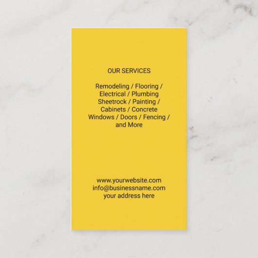 Handyman Loodgieter Reparatie Service Minimalist G Visitekaartje (Achterkant)