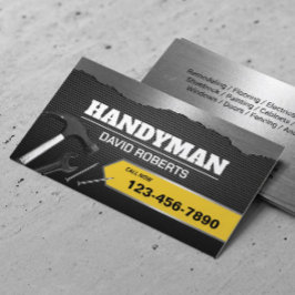 Handyman Maintenance Plumbing Service Faux Metal Visitekaartje