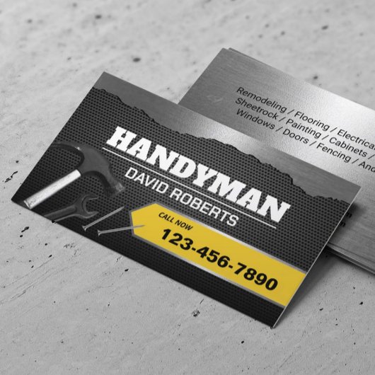 Handyman Maintenance Plumbing Service Faux Metal Visitekaartje
