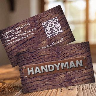Handyman Maintenance Repair Service Wood QR Code Visitekaartje