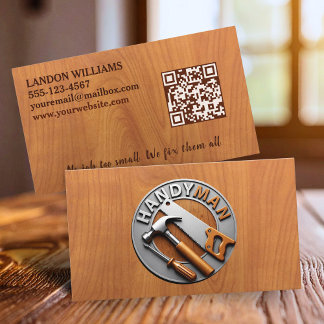 Handyman Maintenance Repair Service Wood QR Code Visitekaartje