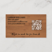 Handyman Maintenance Repair Service Wood QR Code Visitekaartje (Achterkant)