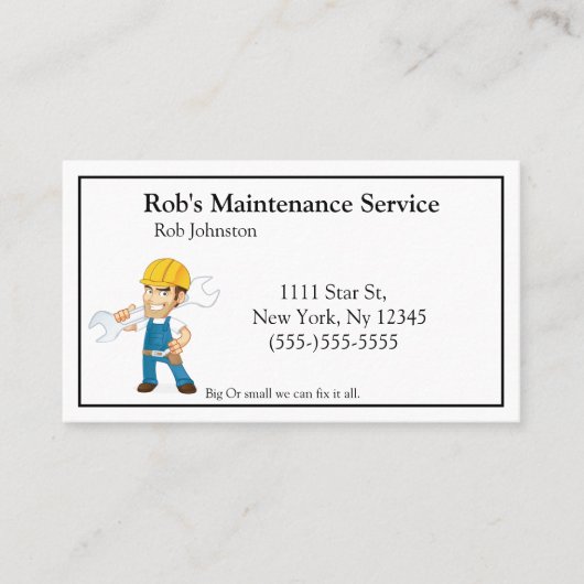 Handyman Maintenance Repar man Visitekaartje (Voorkant)