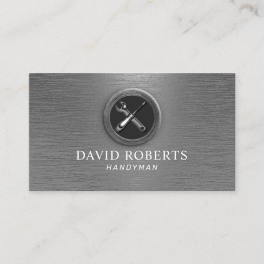 Handyman Maintenance Service Auto Repair Metal Visitekaartje (Voorkant)