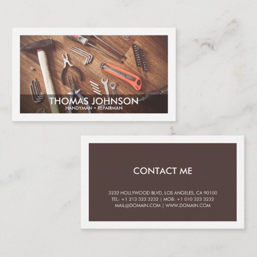 Handyman Maintenance Service Repairman Visitekaartje (Voorkant / Achterkant)