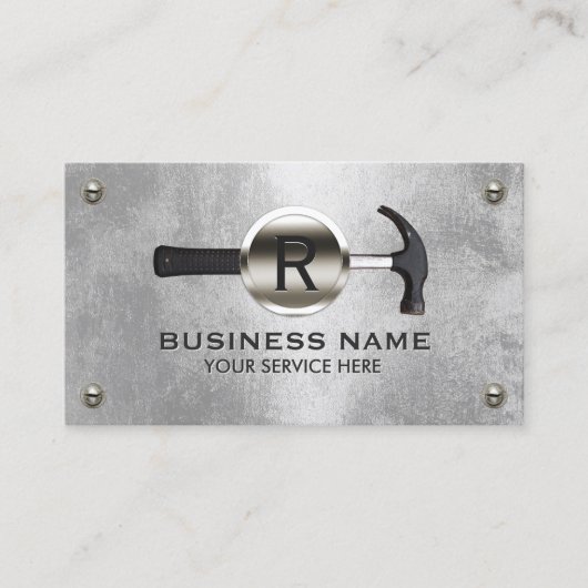Handyman Maintenance Services & Repairs Faux Metal Visitekaartje (Voorkant)