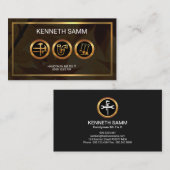 Handyman Maple Leaf Gold Borders Visitekaartje (Voorkant / Achterkant)