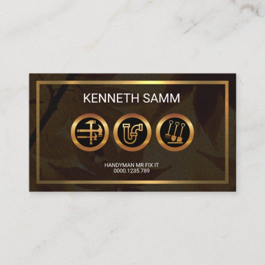 Handyman Maple Leaf Gold Borders Visitekaartje (Voorkant)