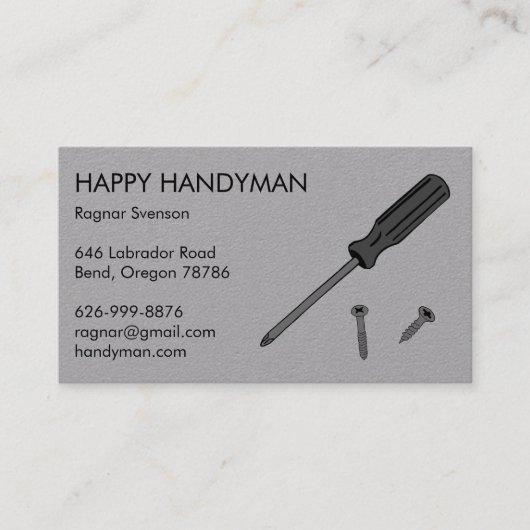 Handyman Mechanic Screwdriver Cool Visitekaartje (Voorkant)