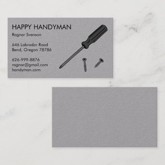 Handyman Mechanic Screwdriver Cool Visitekaartje (Voorkant / Achterkant)