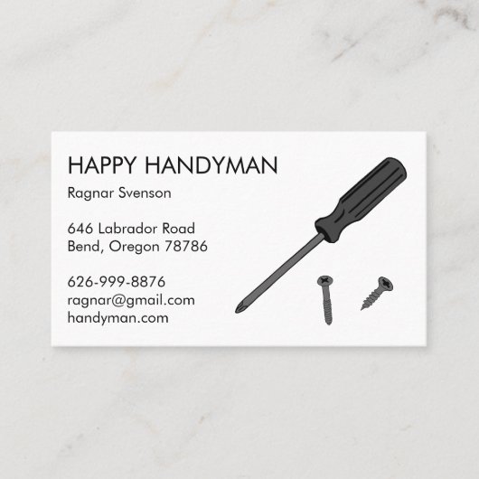 Handyman Mechanic Screwdriver Cool Visitekaartje (Voorkant)