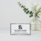 Handyman met gereedschap | Bakstenen muur metalen  Visitekaartje (Staand voorkant)