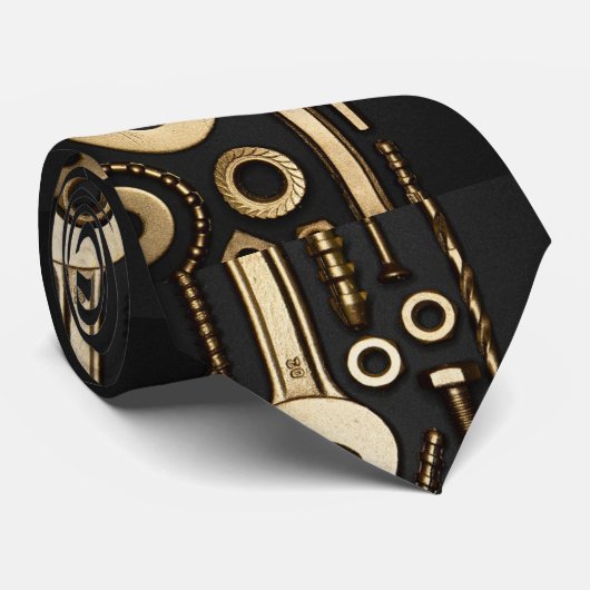 Handyman met handgereedschappen stropdas (Opgerold)