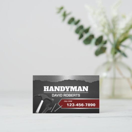 Handyman Metallic Repair & Maintenance Service Visitekaartje (Staand voorkant)