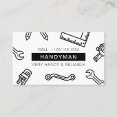 Handyman, minimaal en modern, zwart en wit visitekaartje (Achterkant)
