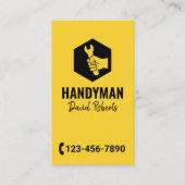 Handyman Moersleutel Hand Logo Gold Reparatie Serv Visitekaartje (Voorkant)