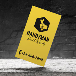 Handyman Moersleutel Hand Logo Gold Reparatie Serv Visitekaartje