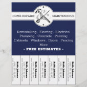 Handyman Navy Modern Professional Construction Flyer (Voorkant)