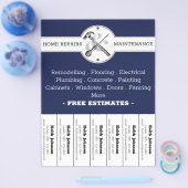 Handyman Navy Modern Professional Construction Flyer (Enkel)
