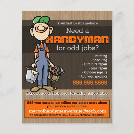 Handyman Odd jobs Carpenter Plumber Painter. Flyer (Voorkant)