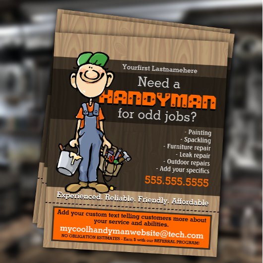 Handyman Odd jobs Carpenter Plumber Painter. Flyer