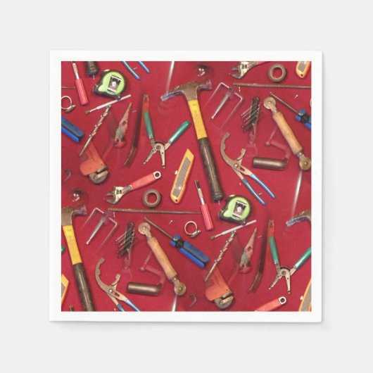 Handyman onderhoud en aannemer handgereedschap servet (Voorkant)
