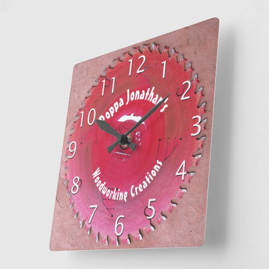 Handyman Personalized Woodworking Red Saw Blade Vierkante Klok (Hoek)