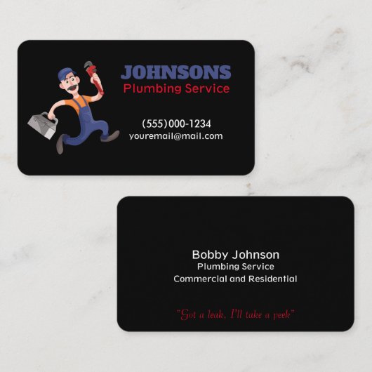 Handyman Plumber Maintenance Service Visitekaartje (Voorkant / Achterkant)
