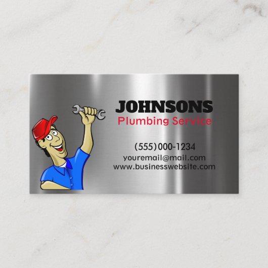 Handyman Plumber Metal Maintenance Visitekaartje (Voorkant)