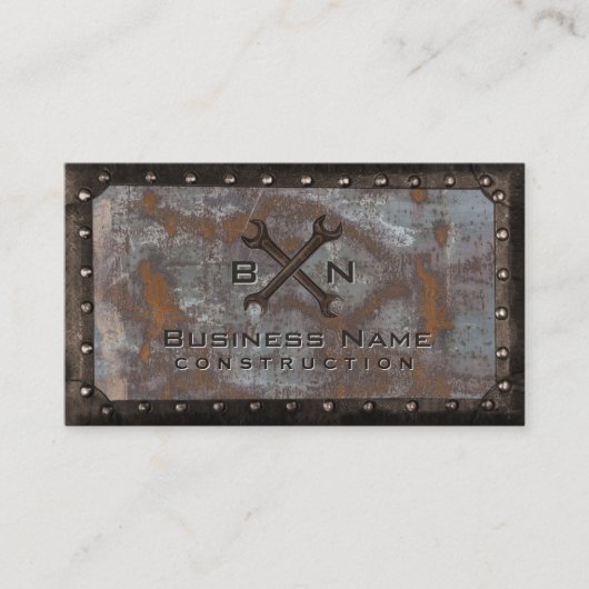 Handyman Plumber  Rusty Metal Construction Visitekaartje (Voorkant)