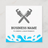 Handyman Plumbing Pipe WFrench White Plumber Vierkante Visitekaartje (Voorkant)