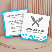 Handyman Plumbing Pipe WFrench White Plumber Vierkante Visitekaartje