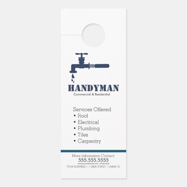 Handyman Plumbing Services Deuren Hanger (Voorkant)