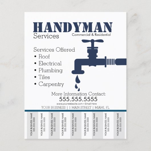 Handyman Plumbing Services Tear Off Photo Flyer (Voorkant)